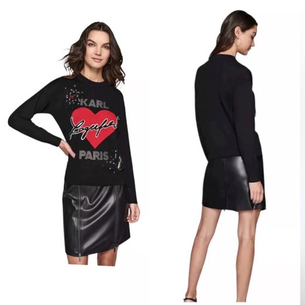 KARL LAGERFELD PARIS
Women's Embellished Heart Graphic Sweater